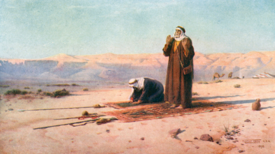 Prayer in the Desert (colour litho)