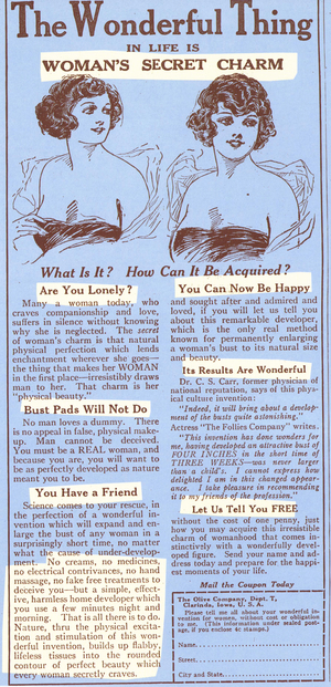 Breast Developer Magazine, advert, UK, 1950s