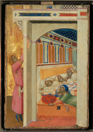 St. Nicolas de Bari offrant une dot a des filles pauvres St. Nicholas of Bari …