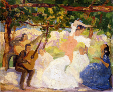 Gypsy Dance; Danza Gitana,  (oil on panel)