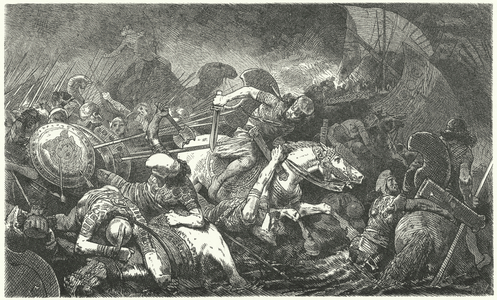Flight of the Persians after the Battle of Marathon, 490 BC (engraving)