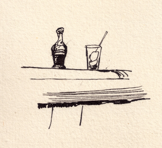 Bottle of Coca Cola, 1980 (Indian ink on paper)