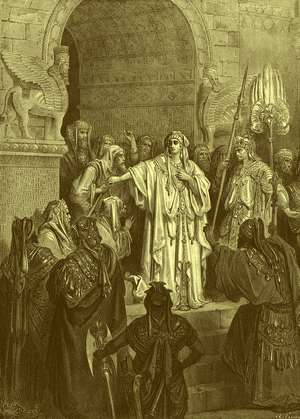 Queen Vashti, engraving by Doré. - Bible