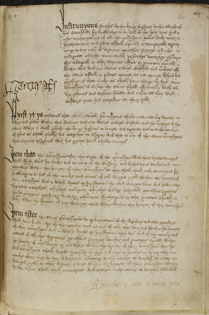 Royal instructions to the Commissioners for making a survey and valuation of Church property, 30th January 1535. The Valor Ecclesiasticus, compiled over the course of 1535, was one of the great administrative achievements of Henry's government. This commission provided for commissioners in every diocese to undertake a systematic investigation and listing of the value of all 'cathedral churches, colleges, churches collegiate, houses conventual, hospitals, monasteries, priories, houses religious, prebends, parsonages, vicarages, chantries, free chapels and other cures, offices and promotions spiritual' in England and Wales. The information was required to enable Henry to extract full value from a statute of 1534 that required all Church offices holders to pay to the Crown the 'first fruits', or first full year's income, plus an annual tenth of the revenue of the benefice thereafter