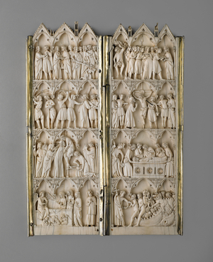 Diptych with scenes of the Passion, France, late 13th century (ivory & silver)