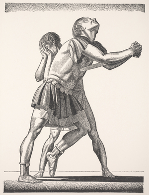 Farewell, good Strato. Caesar, now be still - Illustration reproduction for "Julius Caesar", 1936 (litho)