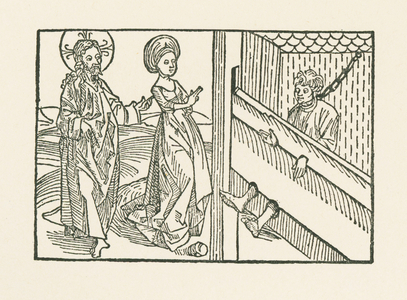 Fourth work of mercy: Pity for the man too severely punished, 1488 (woodcut)