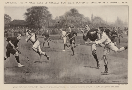 Canadian lacrosse team playing in England (litho)