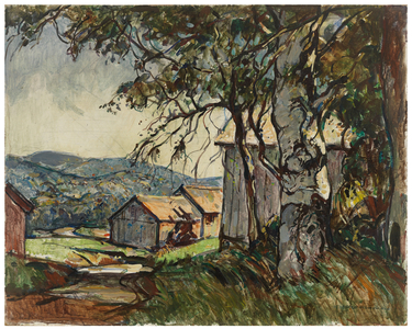New England Farm, 20th century (oil on Masonite)