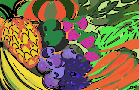 Watercolour of fruits & vegetables, 2007 (computer graphics)