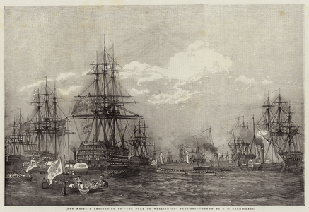 Her Majesty proceeding to "The Duke of Wellington" Flag-Ship (engraving)