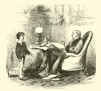 Robert Peel, at oratorical practice with his father (engraving)
