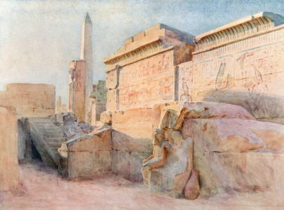 The Sanctuary at Karnak (colour litho)