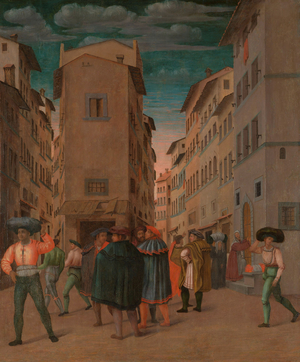 Florentine Street Scene with Twelve Figures, 1540 (oil on panel)