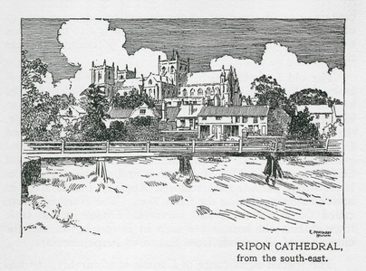 Ripon Cathedral, from the south east (litho)