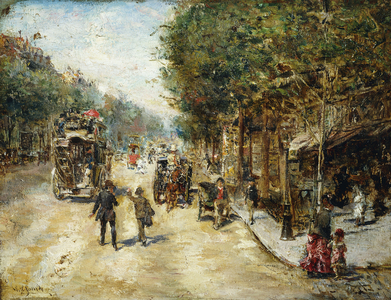 Les Grands Boulevards, Paris, (oil on panel)