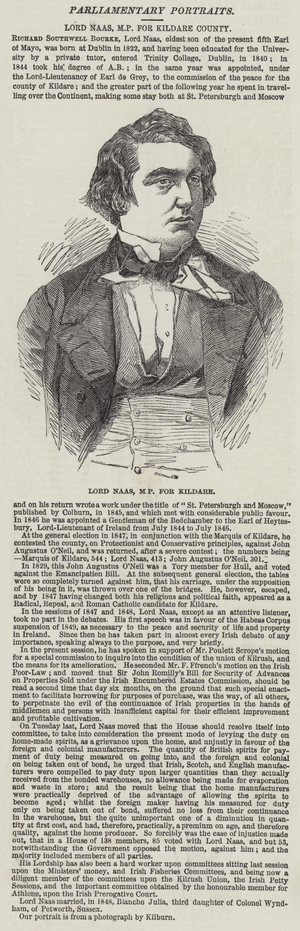 Lord Naas, MP for Kildare (engraving)