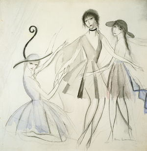 Three Girls; Trois Fille, 1913 (watercolour and pencil on paper)