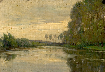 River Scene, the Lower Loire, France (oil on board)
