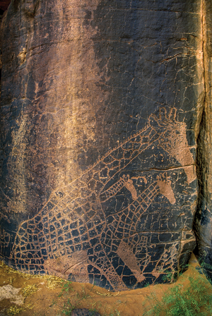 Giraffes - Rock art, Tassili n'Ajjer, Algeria, 2000 (photo)