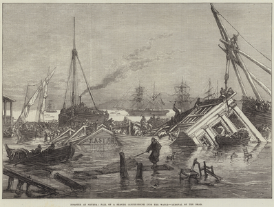 Disaster at Smyrna, Fall of a Seaside Coffee-House into the Water, Removal of the Dead (engraving)