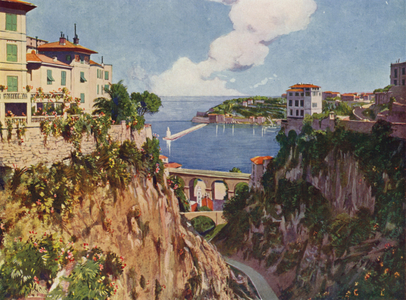 Monte-Carlo, Ravin de Sainte-Devote (colour litho)
