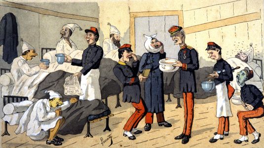 Military medicine, infirmary, early 20th century (illustration)