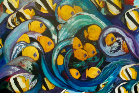 Gold Fish with Blue Swirls 2003 Hyacinth Manning (b.1954 African-American) Acrylic on Canvas
