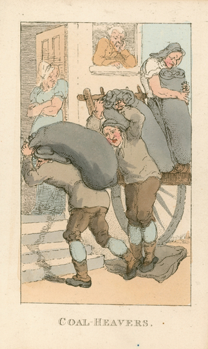 Coal-heavers (coloured engraving)
