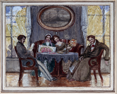 Drawing room, sketch for the play "A Month in the Country" by Ivan Turgenyev, 1919 (w/c & gouache on paper)