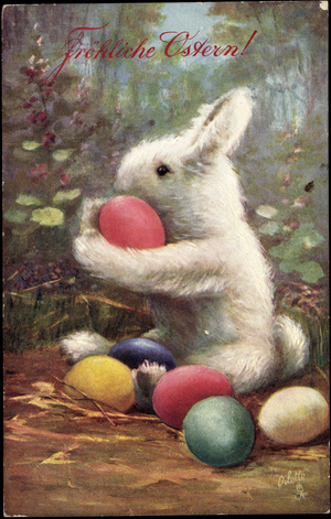 Congratulations Easter, Bunny with Easter eggs, Tucks