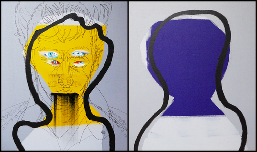 Etude de victime et de bourreau 1, 2006 (oil on 2 juxtaposed canvas)