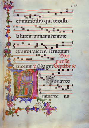 Antiphonary in note 6, a book which contains the chants to be sung by the choir during mass (parchment)