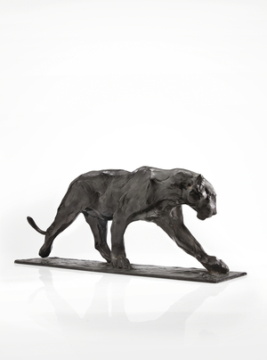 Panther walking, rear leg raised, c.1904 (patinated bronze)