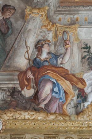 The Allegory of Human Life: four ages of man, the Virtues and the Fates, 1691-92 (fresco) (detail of 3606320)
