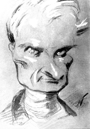 Portrait of French writer Prosper Merimee (1803-1870) , drawing by Nadar