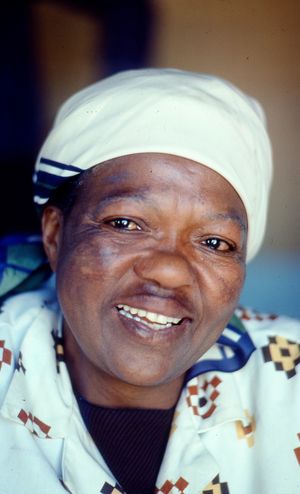 Smiling Mrs. Elizabeth Mafekeng in Lesotho, 1978 (film still)