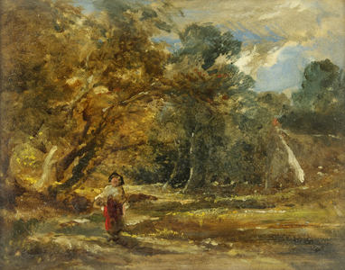 Landscape with Girl (oil on board)