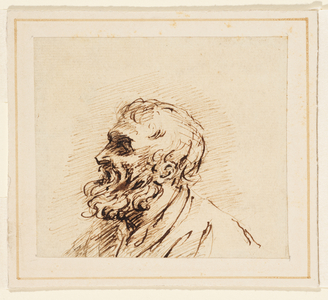 Head of a bearded man (graphite, pen & brown ink on laid paper, laid down on a mount)