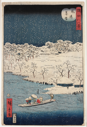 Winter River Scene, 19th century (woodblock print)