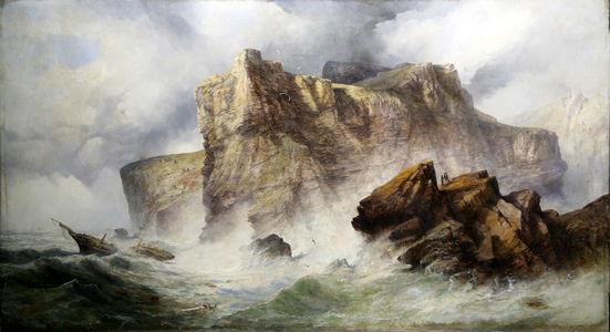 Wreck off Rocky Coast (oil on canvas)