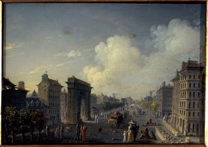 La porte de Saint-Denis et le boulevard, between 1801 and 1850 (oil on silk, glass)