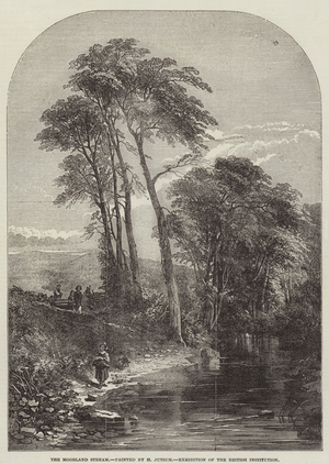 The Moorland Stream, Exhibition of the British Institution (engraving)