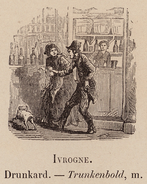 Le Vocabulaire Illustre: Ivrogne; Drunkard; Trunkenbold (engraving)