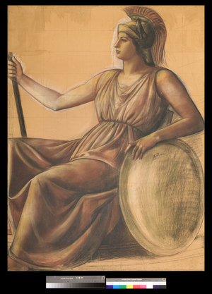 Minerva, preparatory cartoon, 1940 (charcoal and tempera on cardboard mounted on canvas)