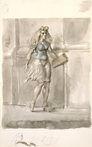The Street Walker, 1944 (w/c, drawing)