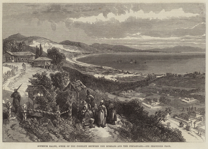 Soukoum Kaleh, Scene of the Conflict between the Russians and the Circassians (engraving)
