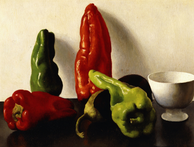 Still Life with Red and Green Peppers, 1924 (oil on panel)