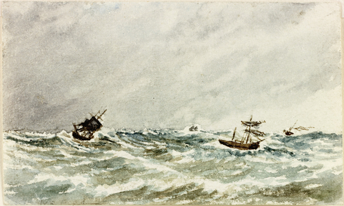 Storm at Sea off the Tyne (watercolour and bodycolour on paper)