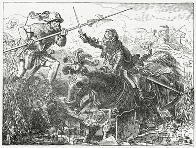 Charles the Bold, Duke of Burgundy,  at the Battle of Nancy, 5th January, 1477, 1882 (litho)